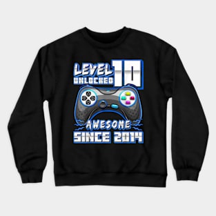 10th Birthday Gamer 10 Year Old Bday Boy Ten Son Crewneck Sweatshirt